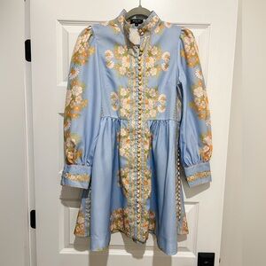Beulah Leila Blue Floral Belted Dress M
